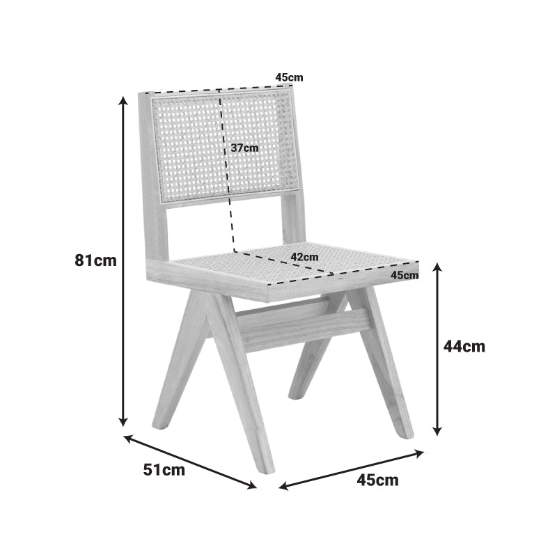 Καρέκλα Winslow  rubberwood-rattan σε φυσική απόχρωση 46x58x80εκ - Pakobazaar