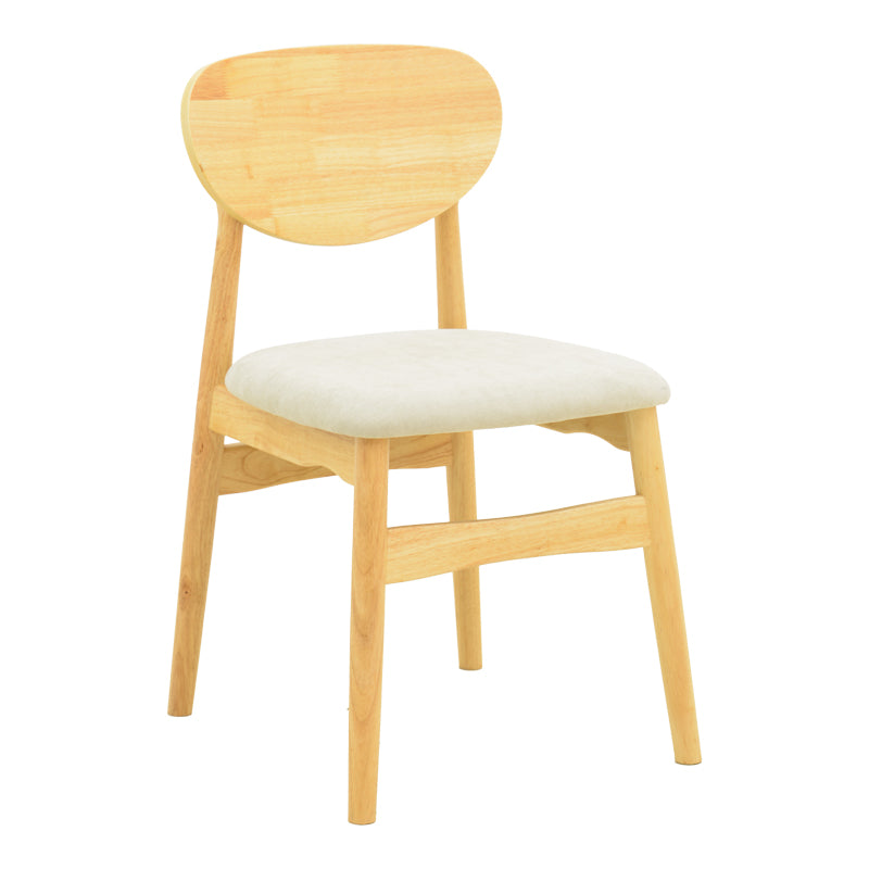 Καρέκλα Cardith  rubberwood-plywood σε φυσική απόχρωση-ύφασμα γκρι-μπεζ 48x51x78εκ - Pakobazaar
