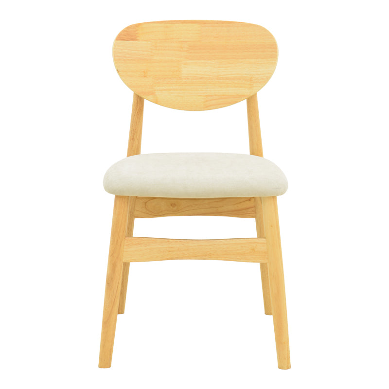 Καρέκλα Cardith  rubberwood-plywood σε φυσική απόχρωση-ύφασμα γκρι-μπεζ 48x51x78εκ - Image 5
