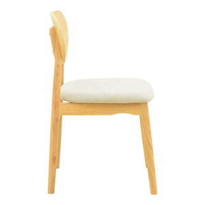 Καρέκλα Cardith  rubberwood-plywood σε φυσική απόχρωση-ύφασμα γκρι-μπεζ 48x51x78εκ - Pakobazaar