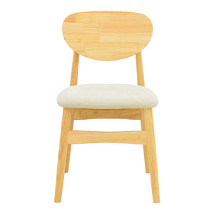 Καρέκλα Cardith  rubberwood-plywood σε φυσική απόχρωση-ύφασμα γκρι-μπεζ 48x51x78εκ - Pakobazaar