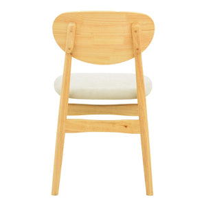 Καρέκλα Cardith  rubberwood-plywood σε φυσική απόχρωση-ύφασμα γκρι-μπεζ 48x51x78εκ - Pakobazaar