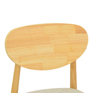 Καρέκλα Cardith  rubberwood-plywood σε φυσική απόχρωση-ύφασμα γκρι-μπεζ 48x51x78εκ - Pakobazaar