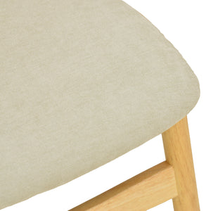 Καρέκλα Cardith  rubberwood-plywood σε φυσική απόχρωση-ύφασμα γκρι-μπεζ 48x51x78εκ - Pakobazaar