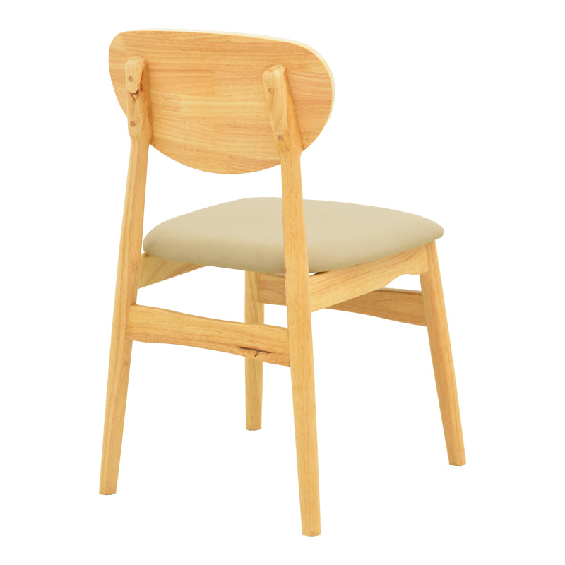 Καρέκλα Cardith  rubberwood-plywood σε φυσική απόχρωση-pu μπεζ 48x51x78εκ - Image 3
