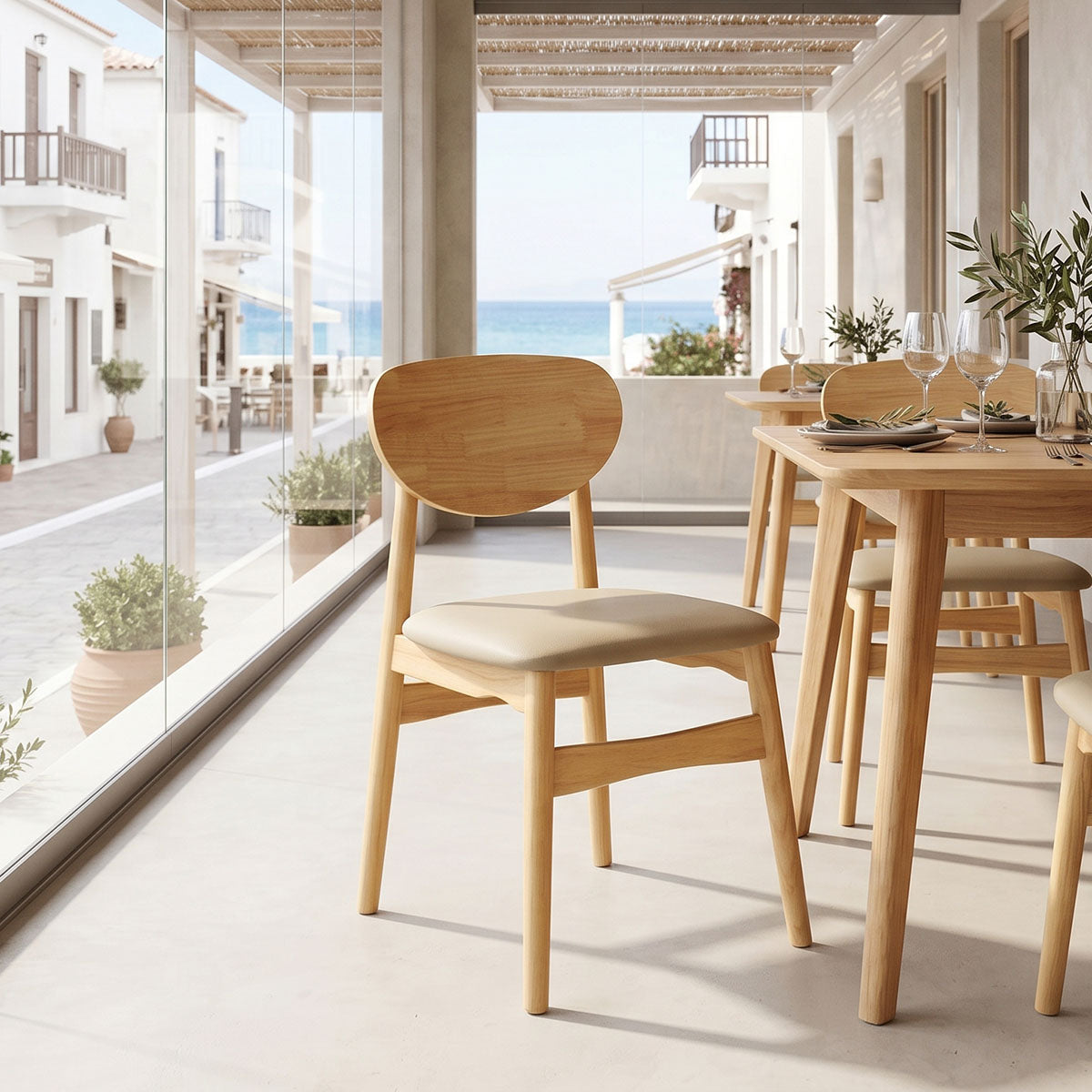 Καρέκλα Cardith  rubberwood-plywood σε φυσική απόχρωση-pu μπεζ 48x51x78εκ - Pakobazaar
