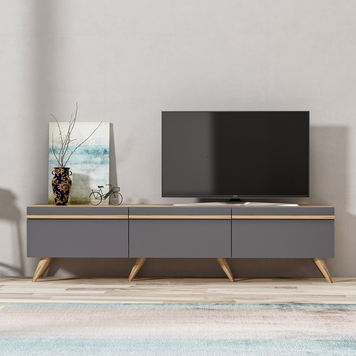 Έπιπλο Τηλεόρασης Zoniana Ανθρακί 180x35x42 εκ. Μελαμίνης