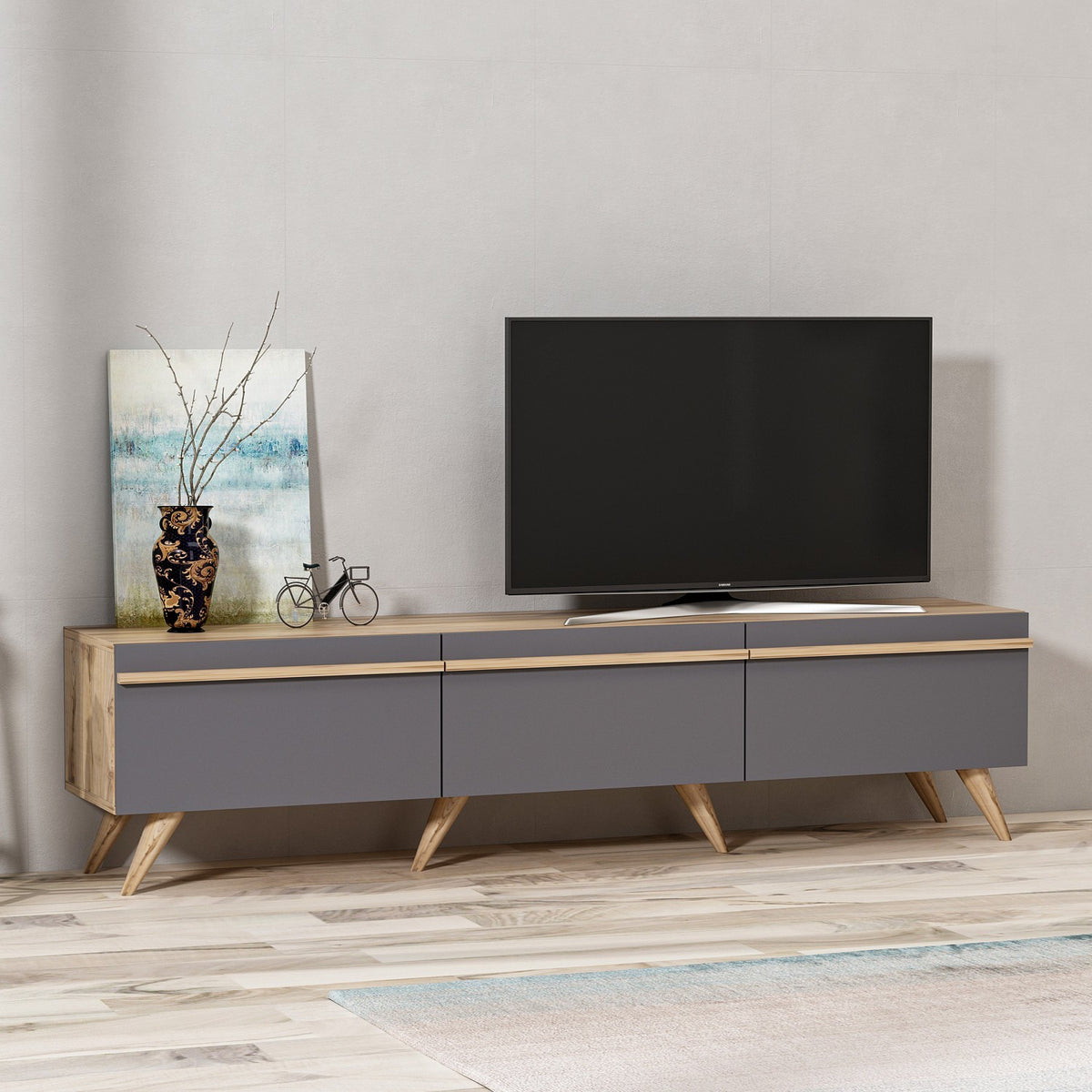 Έπιπλο Τηλεόρασης Zoniana Ανθρακί 180x35x42 εκ. Μελαμίνης