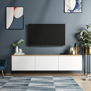 Έπιπλο Τηλεόρασης Sarakiniko Με Ράφια Λευκό - Δρυς 160x32x35 εκ. Μελαμίνης - Pakobazaar