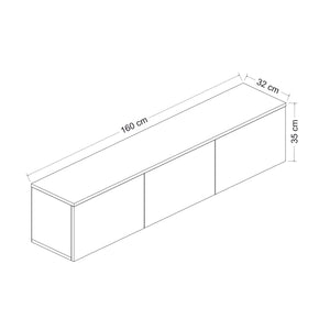 Έπιπλο Τηλεόρασης Sarakiniko Με Ράφια Λευκό - Δρυς 160x32x35 εκ. Μελαμίνης - Pakobazaar