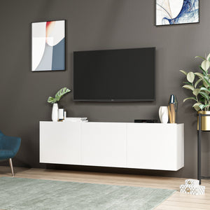Έπιπλο Τηλεόρασης Vathypetro Με Ράφια Λευκό 150x31x44 εκ. Μελαμίνης