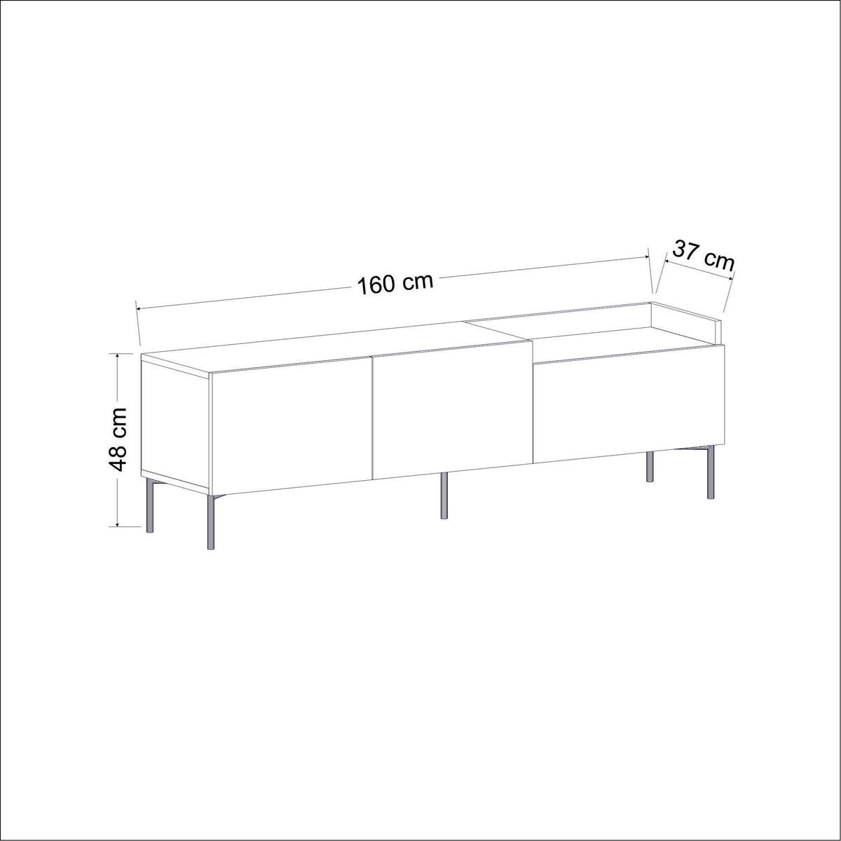 Έπιπλο Τηλεόρασης Sotira Ανθρακί 160x37x48 εκ. Μελαμίνης