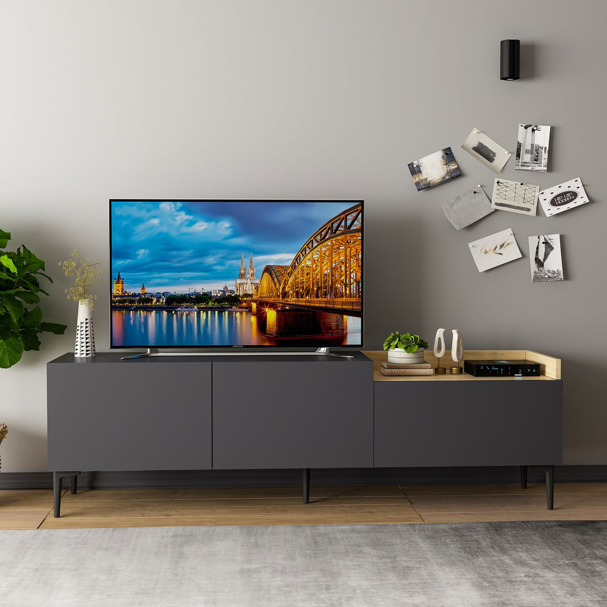 Έπιπλο Τηλεόρασης Sotira Ανθρακί 160x37x48 εκ. Μελαμίνης