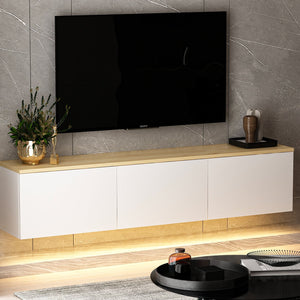 Έπιπλο Τηλεόρασης Sarakiniko Με LED Λευκό - Δρυς 160x32x35 εκ. Μελαμίνης - Pakobazaar