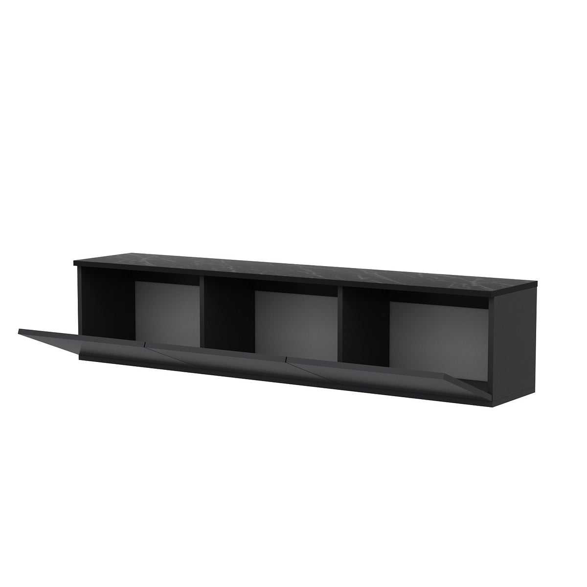 Έπιπλο Τηλεόρασης Kamilari Με Ράφια Ανθρακί 160x32x35 εκ. Μελαμίνης