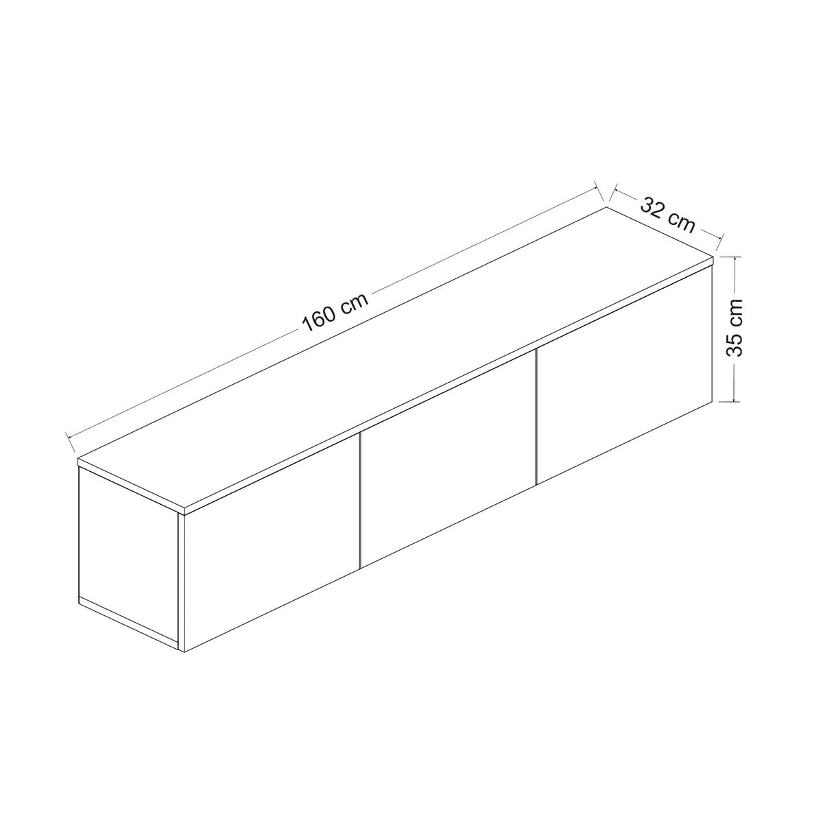 Έπιπλο Τηλεόρασης Kamilari Με Ράφια Ανθρακί 160x32x35 εκ. Μελαμίνης