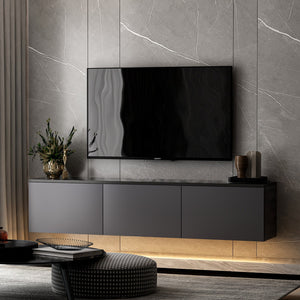 Έπιπλο Τηλεόρασης Kamilari Με Ράφια Ανθρακί 160x32x35 εκ. Μελαμίνης