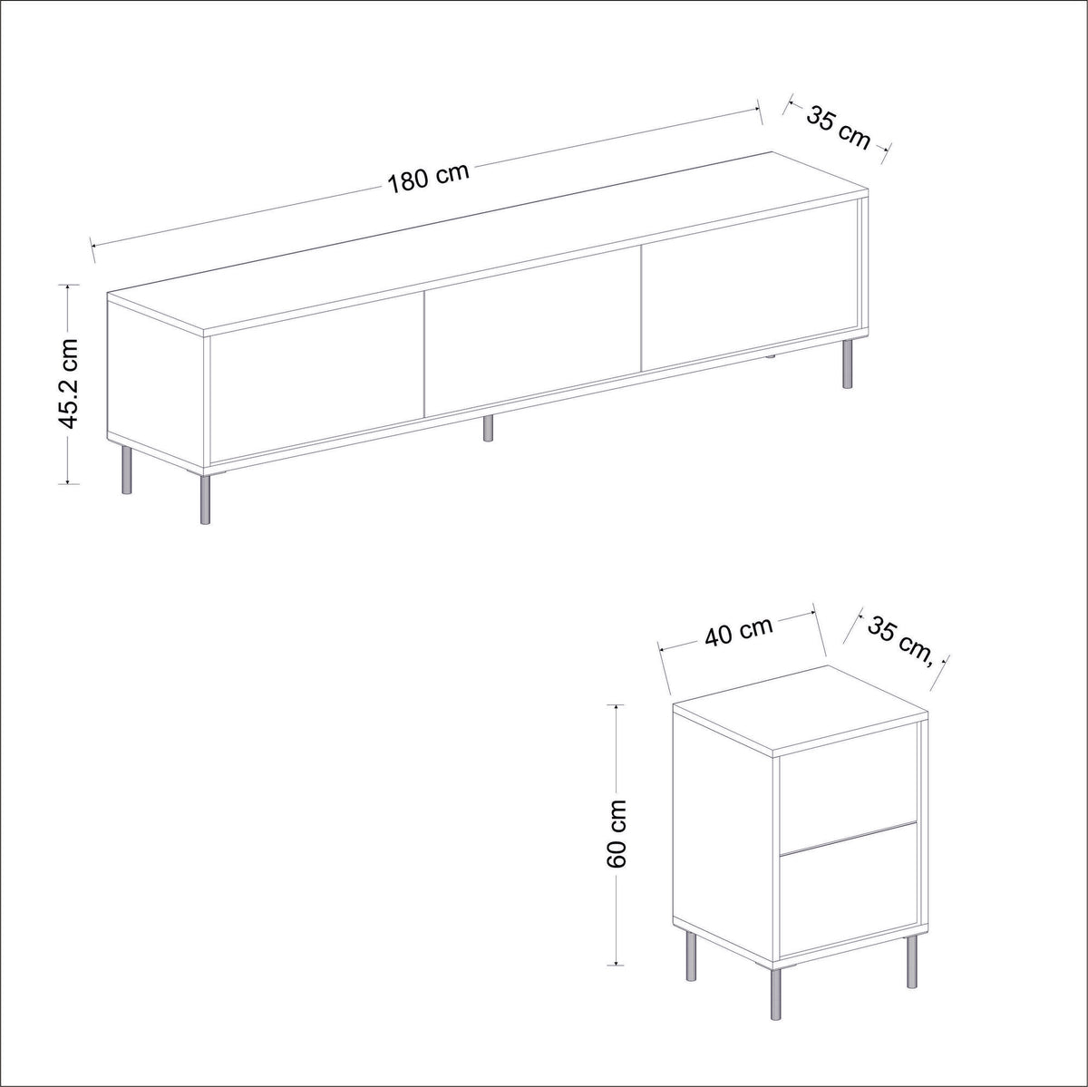 Σύνθεση Τηλεόρασης Lefkada Ανθρακί 180x35x45.2 εκ. Μελαμίνης