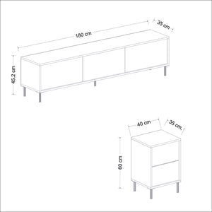 Σύνθεση Τηλεόρασης Lefkada Ανθρακί 180x35x45.2 εκ. Μελαμίνης