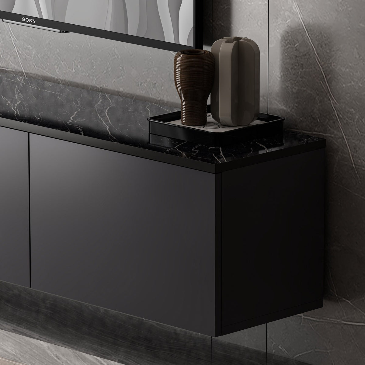 Έπιπλο Τηλεόρασης Sarakiniko Με Ράφια Ανθρακί 160x32x35 εκ. Μελαμίνης