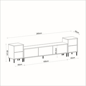 Σύνθεση Τηλεόρασης Lefkada Travertine - Χρυσό 180x35x45.2 εκ. Μελαμίνης