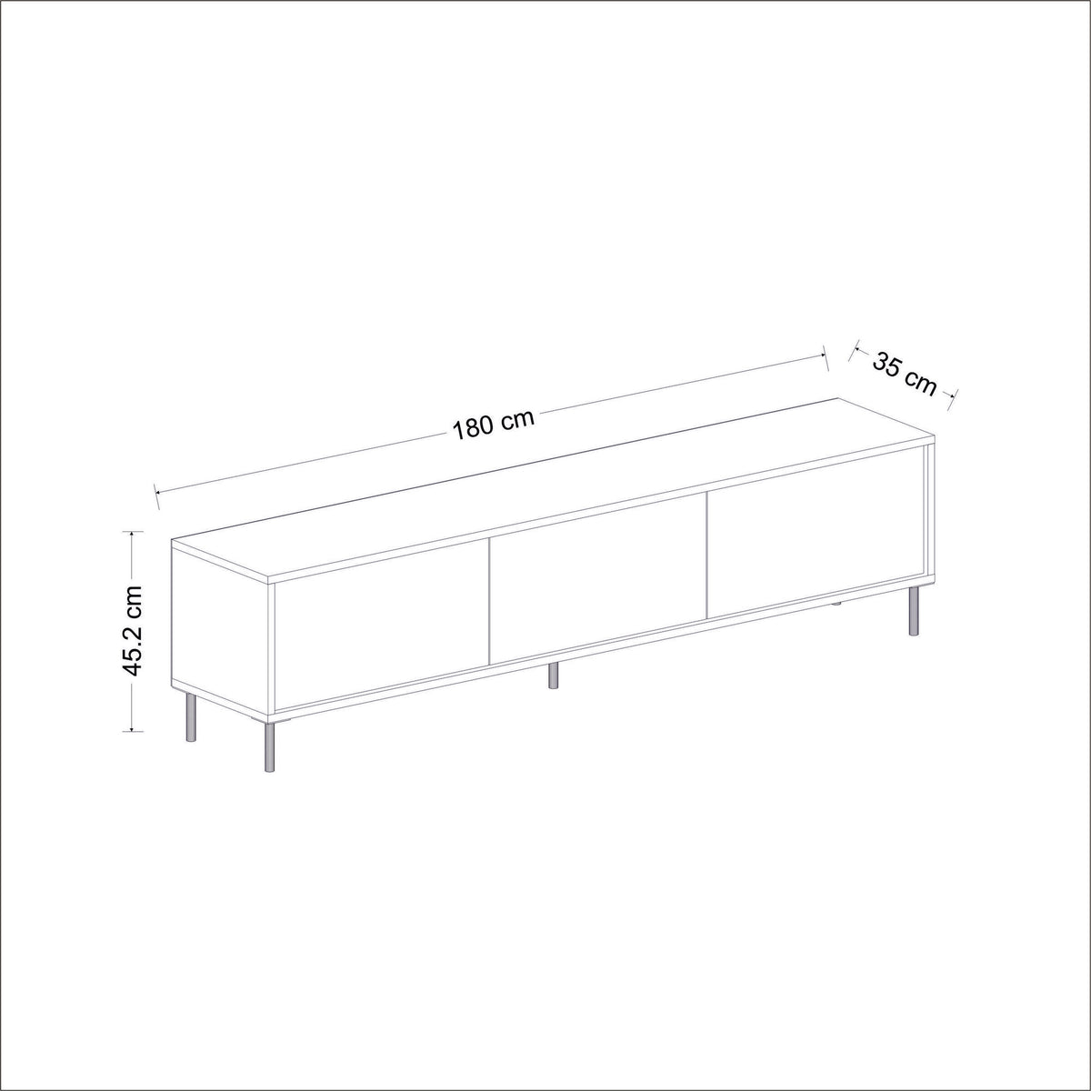 Έπιπλο Τηλεόρασης Lefkada Με Ράφια Travertine - Χρυσό 180x35x45.2 εκ. Μελαμίνης
