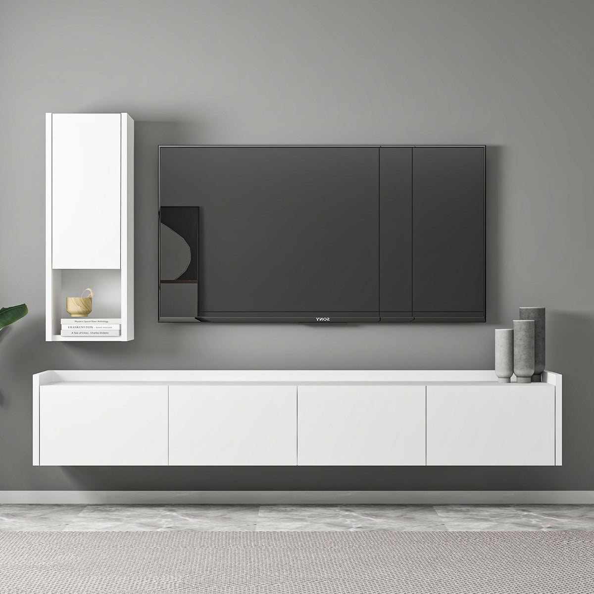 Έπιπλο Τηλεόρασης Erkynas Λευκό 160x29.6x35 εκ. Μελαμίνης