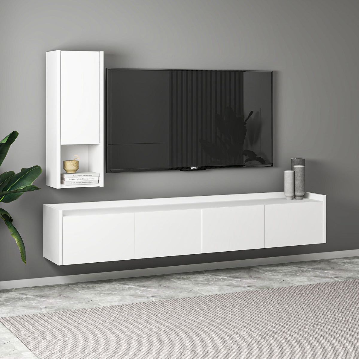 Έπιπλο Τηλεόρασης Erkynas Λευκό 160x29.6x35 εκ. Μελαμίνης