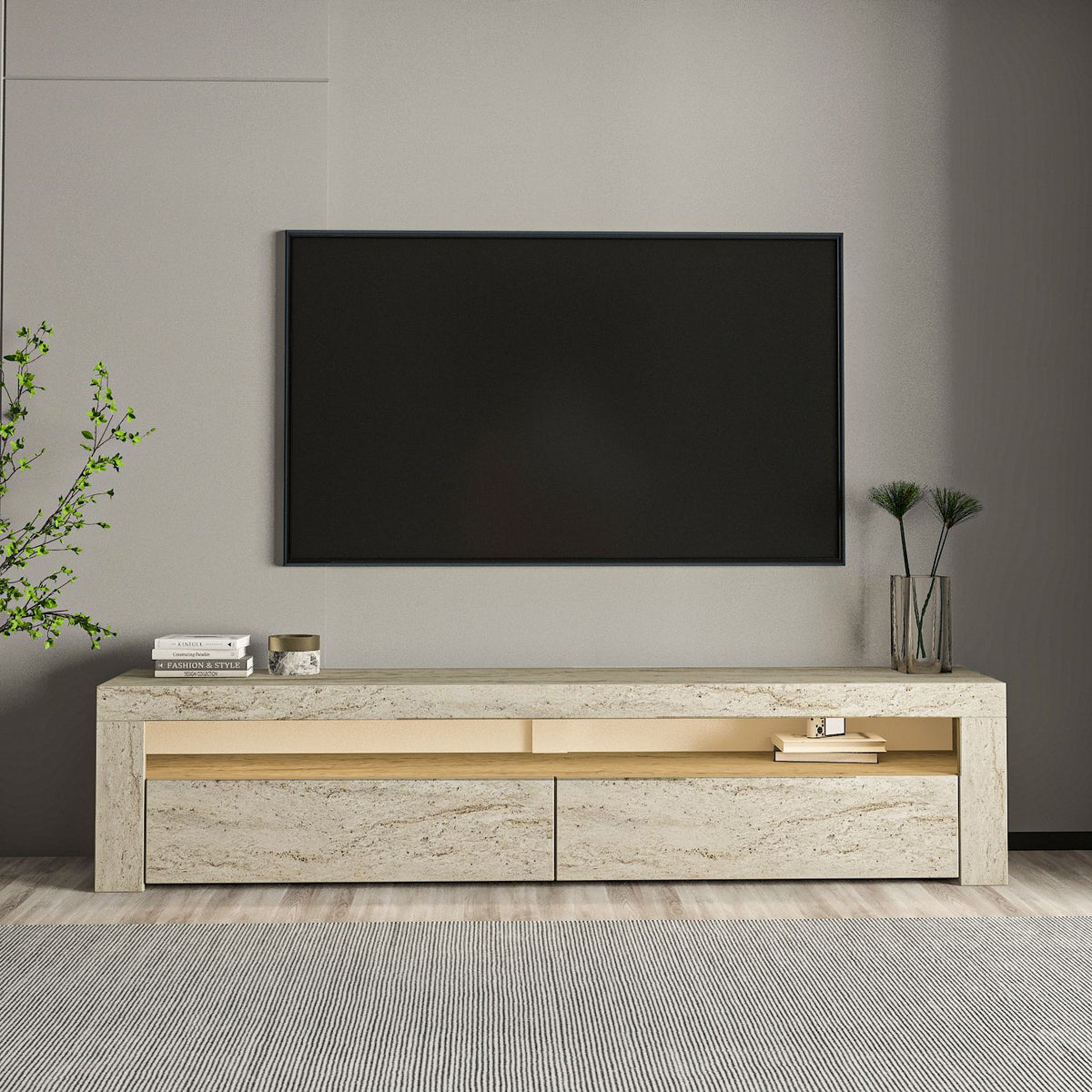Έπιπλο Τηλεόρασης Amari Με LED Travertine 150x36.8x46.8 εκ. Μελαμίνης