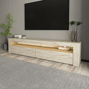Έπιπλο Τηλεόρασης Amari Με LED Travertine 150x36.8x46.8 εκ. Μελαμίνης