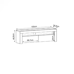 Έπιπλο Τηλεόρασης Amari Με LED Travertine 150x36.8x46.8 εκ. Μελαμίνης