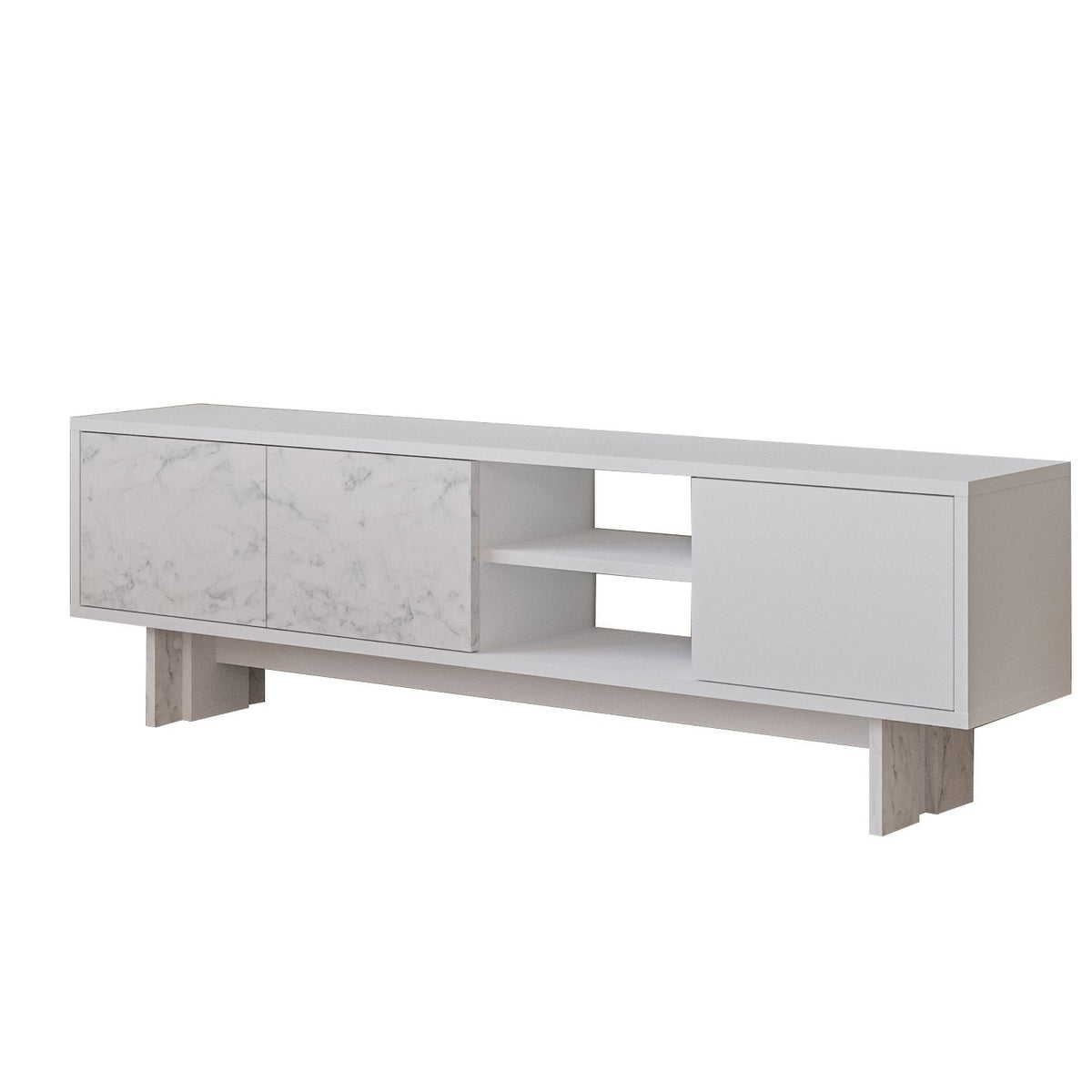 Έπιπλο Τηλεόρασης Damavolos Λευκό Μάρμαρο 150x30x45 εκ. Μελαμίνης