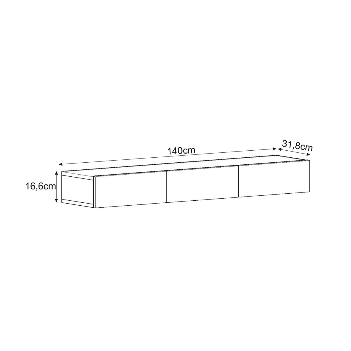 Έπιπλο Τηλεόρασης Kalolimnos Επιτοίχιο Ανθρακί 140x31.8x16.6 εκ. Μελαμίνης