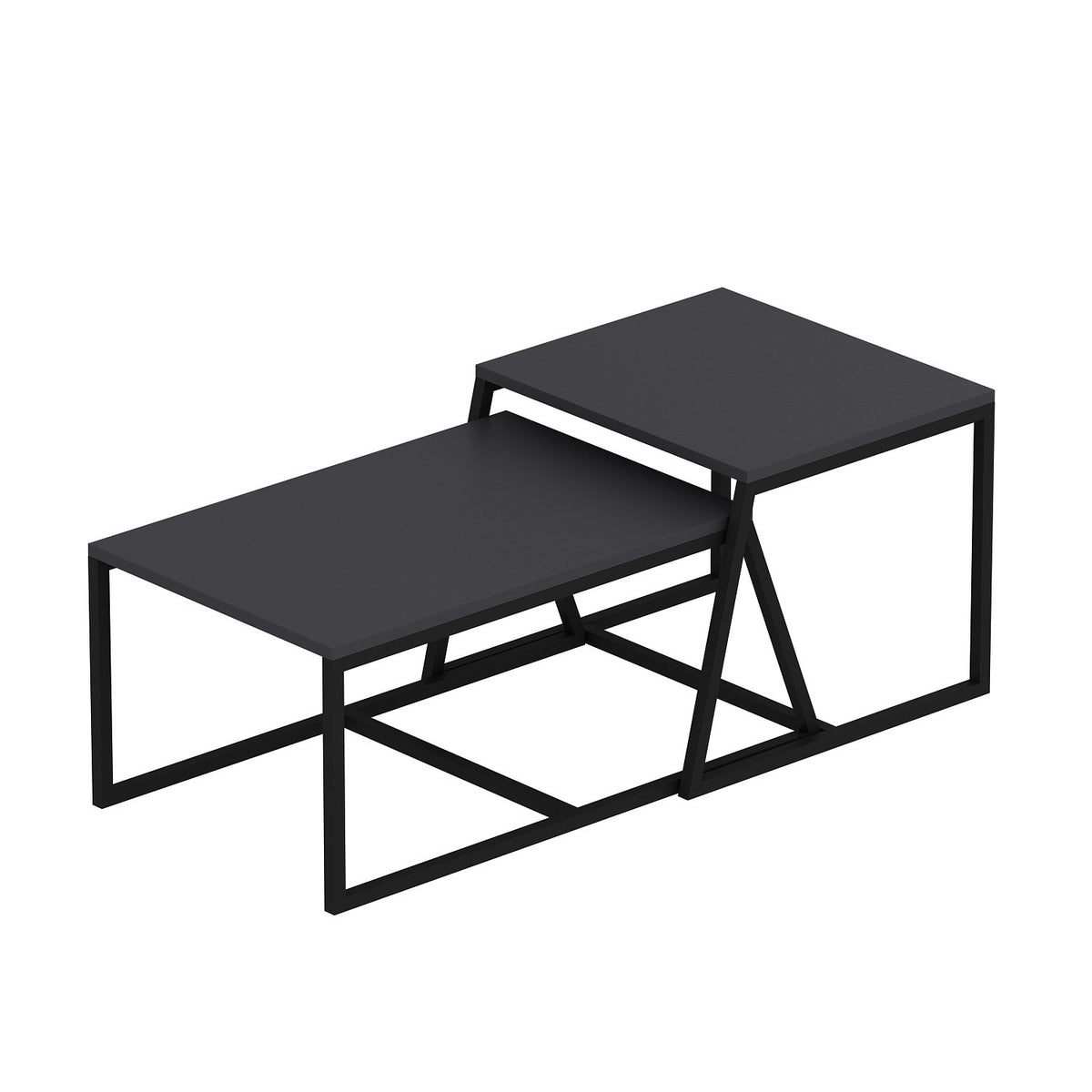Τραπεζάκια Σαλονιού Σετ 2τμχ Kamariotis Ανθρακί 75x50x38 εκ. Μελαμίνης