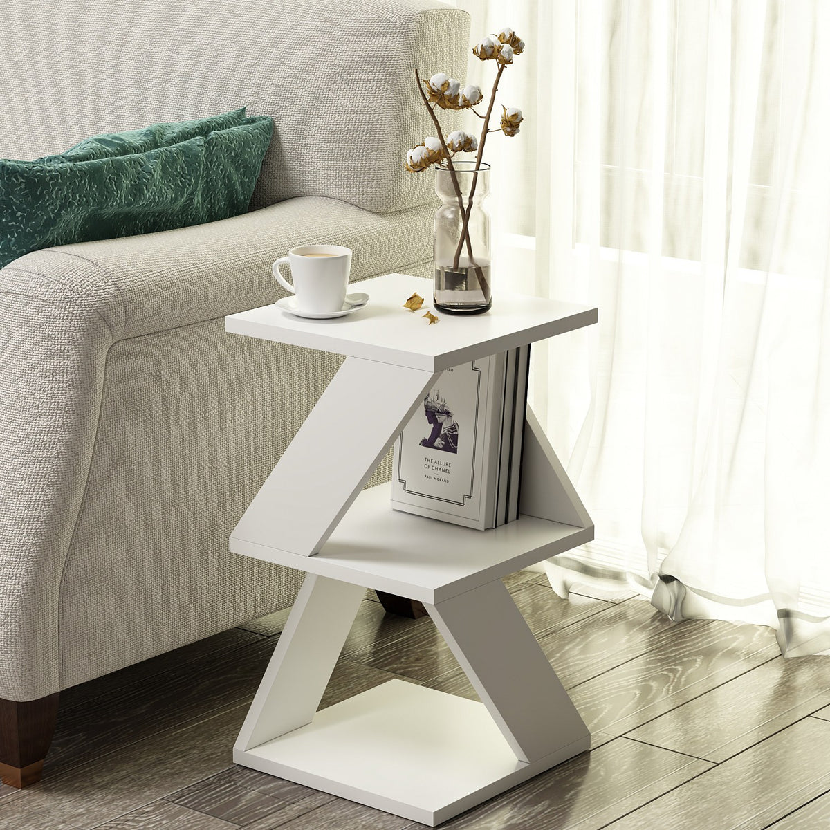 Βοηθητικό Τραπεζάκι Drama Λευκό 30x30x50 εκ. Μελαμίνης