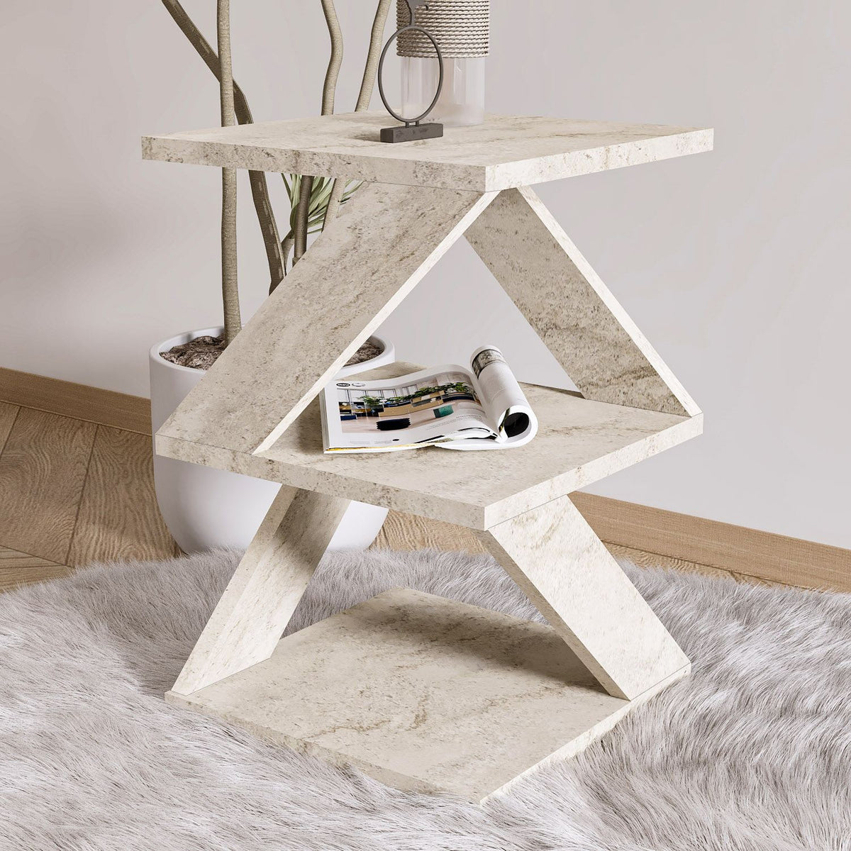 Βοηθητικό Τραπεζάκι Drama Travertine 29.6x29.6x54.2 εκ. Μελαμίνης