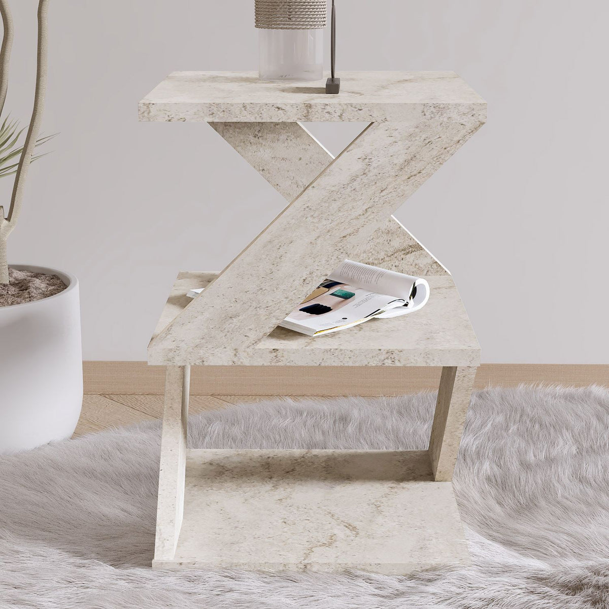 Βοηθητικό Τραπεζάκι Drama Travertine 29.6x29.6x54.2 εκ. Μελαμίνης