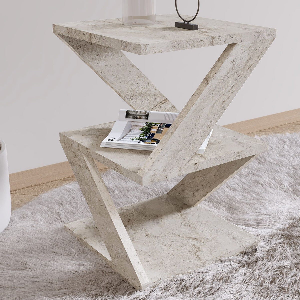 Βοηθητικό Τραπεζάκι Drama Travertine 29.6x29.6x54.2 εκ. Μελαμίνης