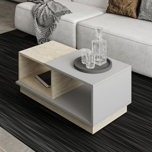 Τραπεζάκι Σαλονιού Panaitolio Travertine - Γκρι 90x45x36 εκ. Μελαμίνης