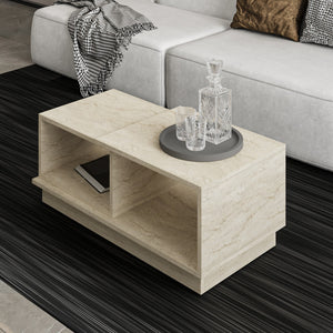 Τραπεζάκι Σαλονιού Panaitolio Travertine 90x45x36 εκ. Μελαμίνης