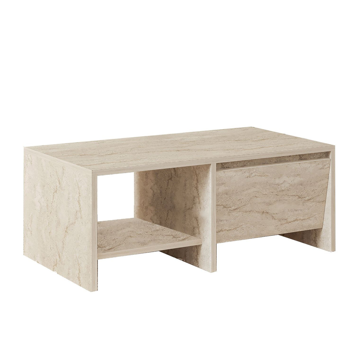 Τραπεζάκι Σαλονιού Meronas Travertine 90x45x35 εκ. Μελαμίνης