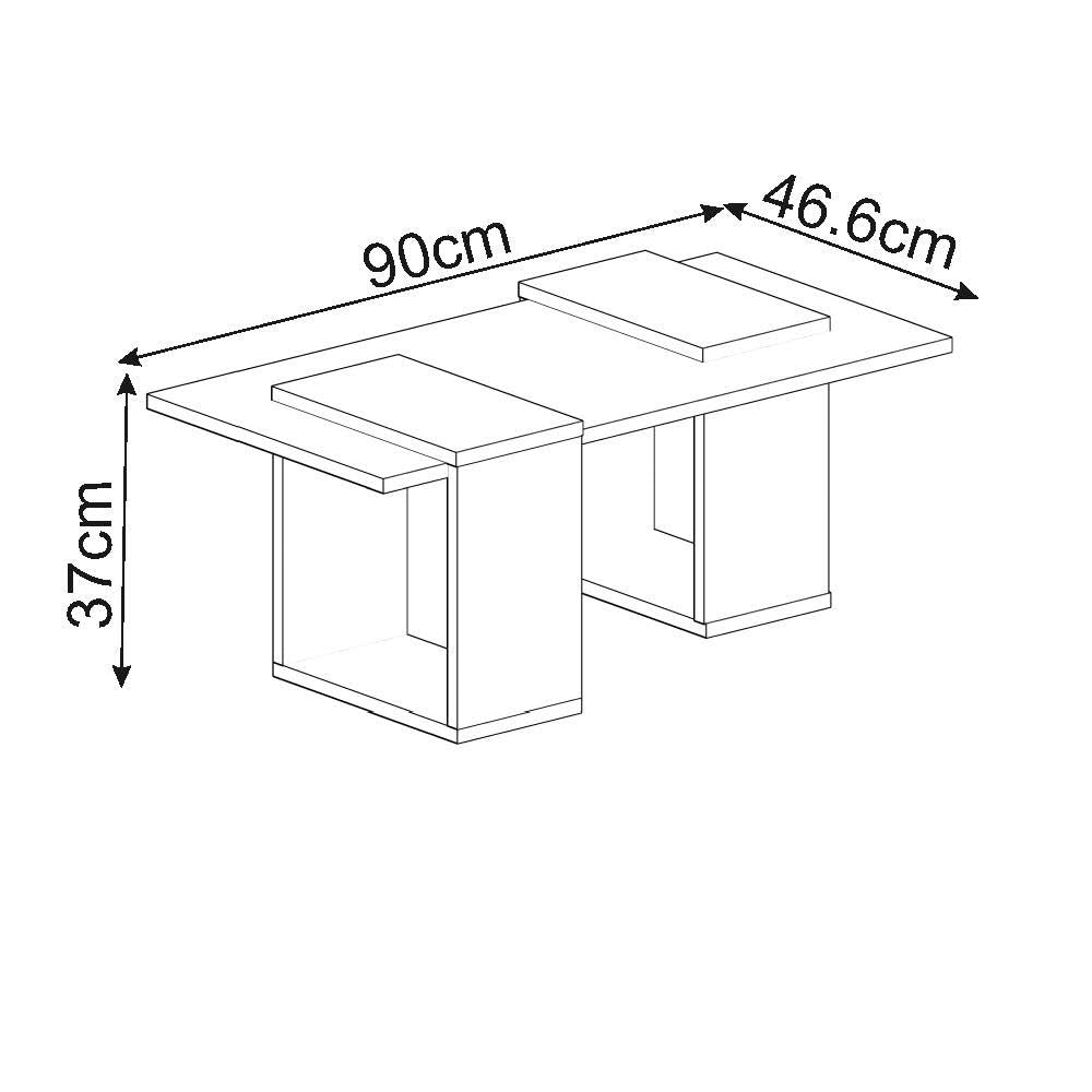 Τραπεζάκι Σαλονιού Sokaras Λευκό - Δρυς Sapphire 90x46.6x37 εκ. Μελαμίνης