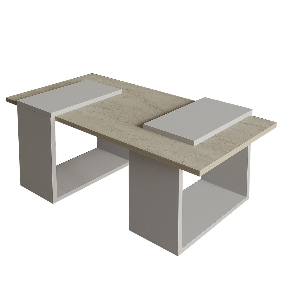 Τραπεζάκι Σαλονιού Sokaras Γκρι - Travertine 90x46.6x37 εκ. Μελαμίνης - Pakobazaar