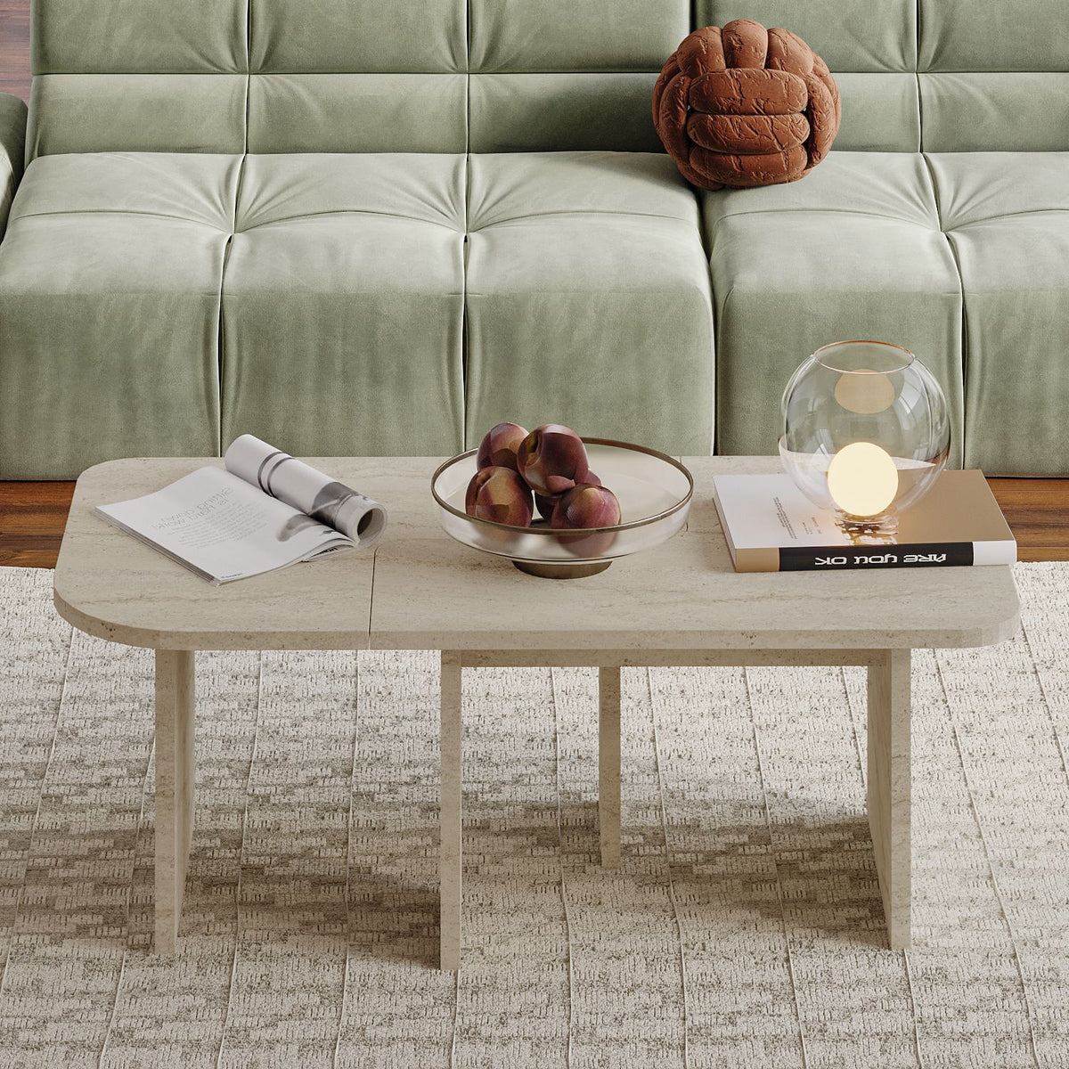 Τραπεζάκια Σαλονιού Σετ Skopos Travertine 90x45x35 εκ. Μελαμίνης