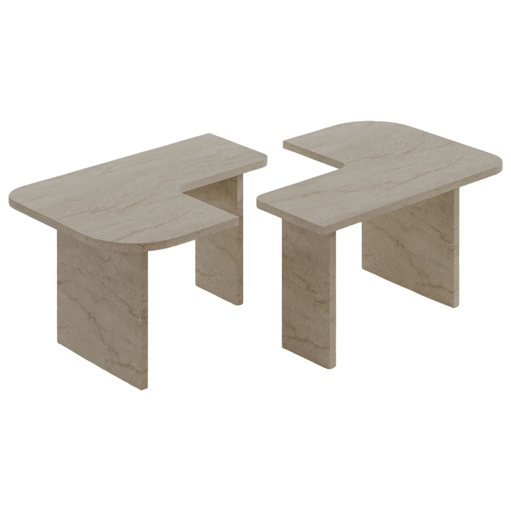 Τραπεζάκια Σαλονιού Σετ Skopos Travertine 90x45x35 εκ. Μελαμίνης