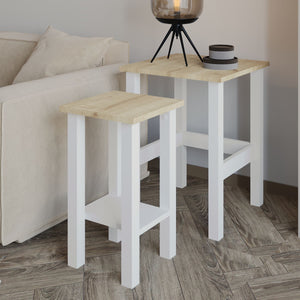 Βοηθητικά Τραπεζάκια Σετ Eretria Λευκό - Δρυς Sapphire 45x45x60 εκ. Μελαμίνης
