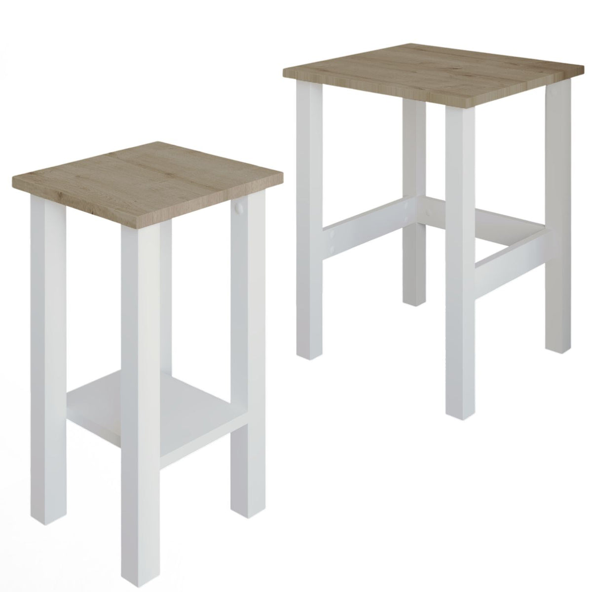 Βοηθητικά Τραπεζάκια Σετ Eretria Λευκό - Δρυς Sapphire 45x45x60 εκ. Μελαμίνης