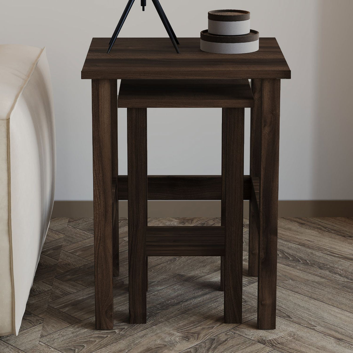 Βοηθητικά Τραπεζάκια Σετ Eretria Καρυδί 45x45x60 εκ. Μελαμίνης