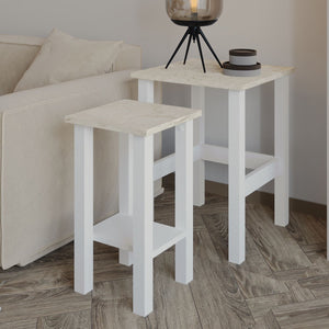 Βοηθητικά Τραπεζάκια Σετ Eretria Λευκό - Travertine 45x45x60 εκ. Μελαμίνης