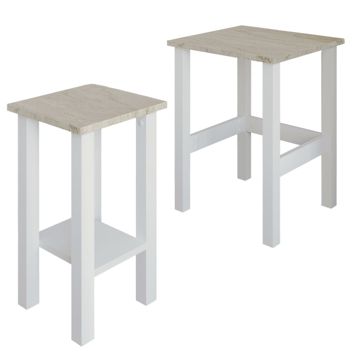 Βοηθητικά Τραπεζάκια Σετ Eretria Λευκό - Travertine 45x45x60 εκ. Μελαμίνης